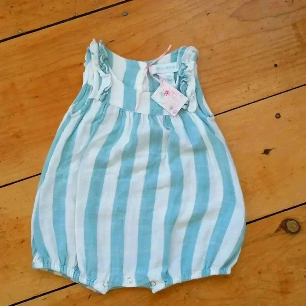 NWT April Cornell Linen Nantucket Romper 6-12m